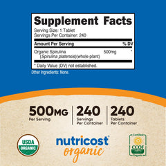 Close-up of Nutricost Spirulina tablet (500mg)