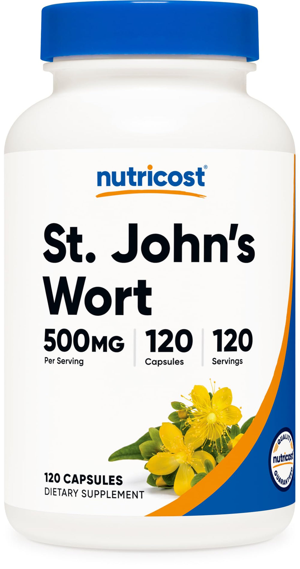 Nutricost St John's Wort capsules bottle, 120 vegetarian capsules, 500 mg per capsule