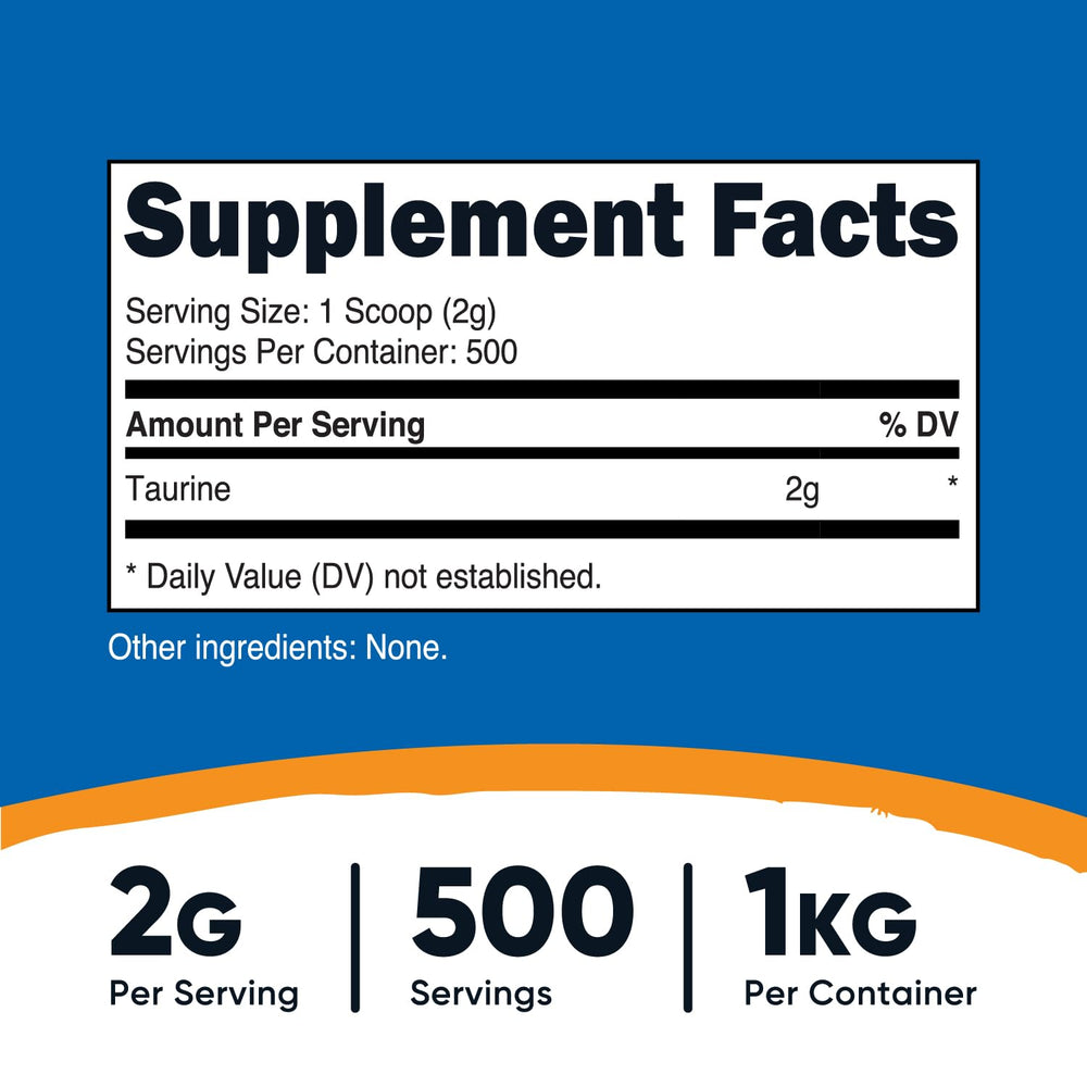 Close-up of taurine powder with scoop