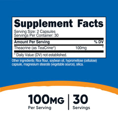 Close-up of Nutricost Theacrine 60 capsules bottle