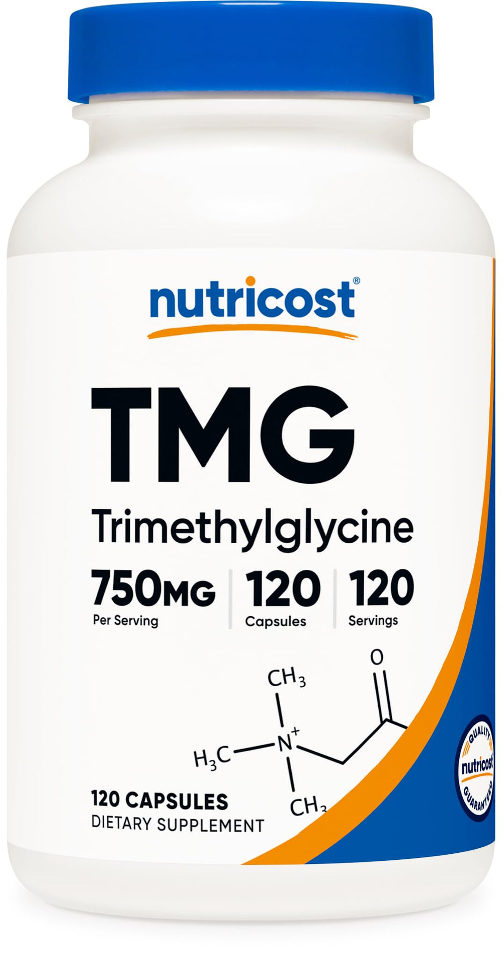Nutricost TMG 750mg bottle with 120 capsules
