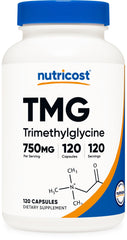 Nutricost TMG 750mg bottle with 120 capsules