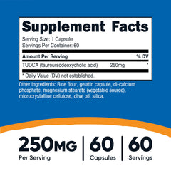 Close-up of Tudca 250mg bottle label