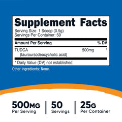 Close-up of Tudca powder near the scoop