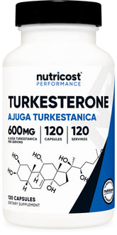 Nutricost Turkesterone 600mg bottle with 120 capsules