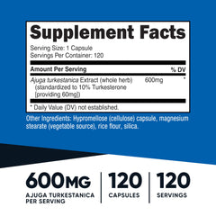 Serving size showing 600mg per capsule