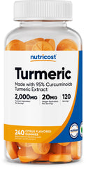 Nutricost Turmeric Gummies Citrus flavor bottle and label