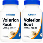 Nutricost Valerian Root Capsules bottle label showing 1000mg per serving and 4:1 extract