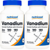 Front view of Nutricost Vanadium + Chromium 2mg bottle (180 vegetarian capsules) - Pack of 2