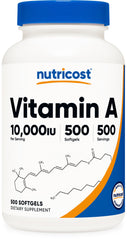 Nutricost Vitamin A 10,000 IU 500 softgel bottle