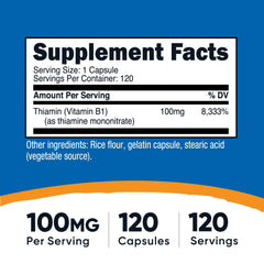 Close-up of Nutricost Vitamin B1 Thiamine capsules