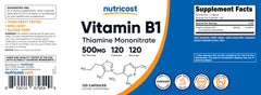 Product packaging and branding for Nutricost Vitamin B1 Thiamine
