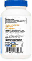 Nutricost Vitamin C Rose Hips label details, highlighting non-GMO and gluten-free features.
