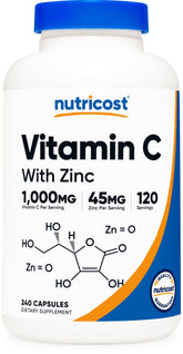 Nutricost Vitamin C with Zinc bottle – front view