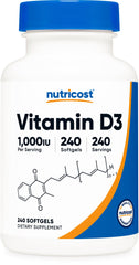 Nutricost Vitamin D3 1000 IU Softgels bottle label