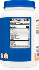 Nutricost whey protein concentrate churro glass shake highlights gluten-free GMO-free option.