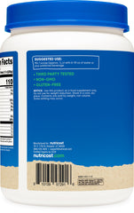 Nutricost non-GMO whey protein label indicating clean ingredients.
