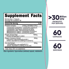 Nutricost Women Probiotic label showing dosage and ingredients