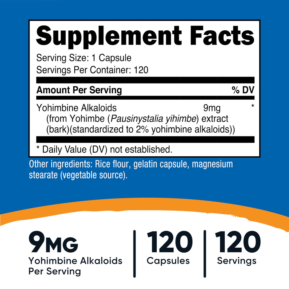 Close-up of Nutricost Yohimbe Bark Extract capsule