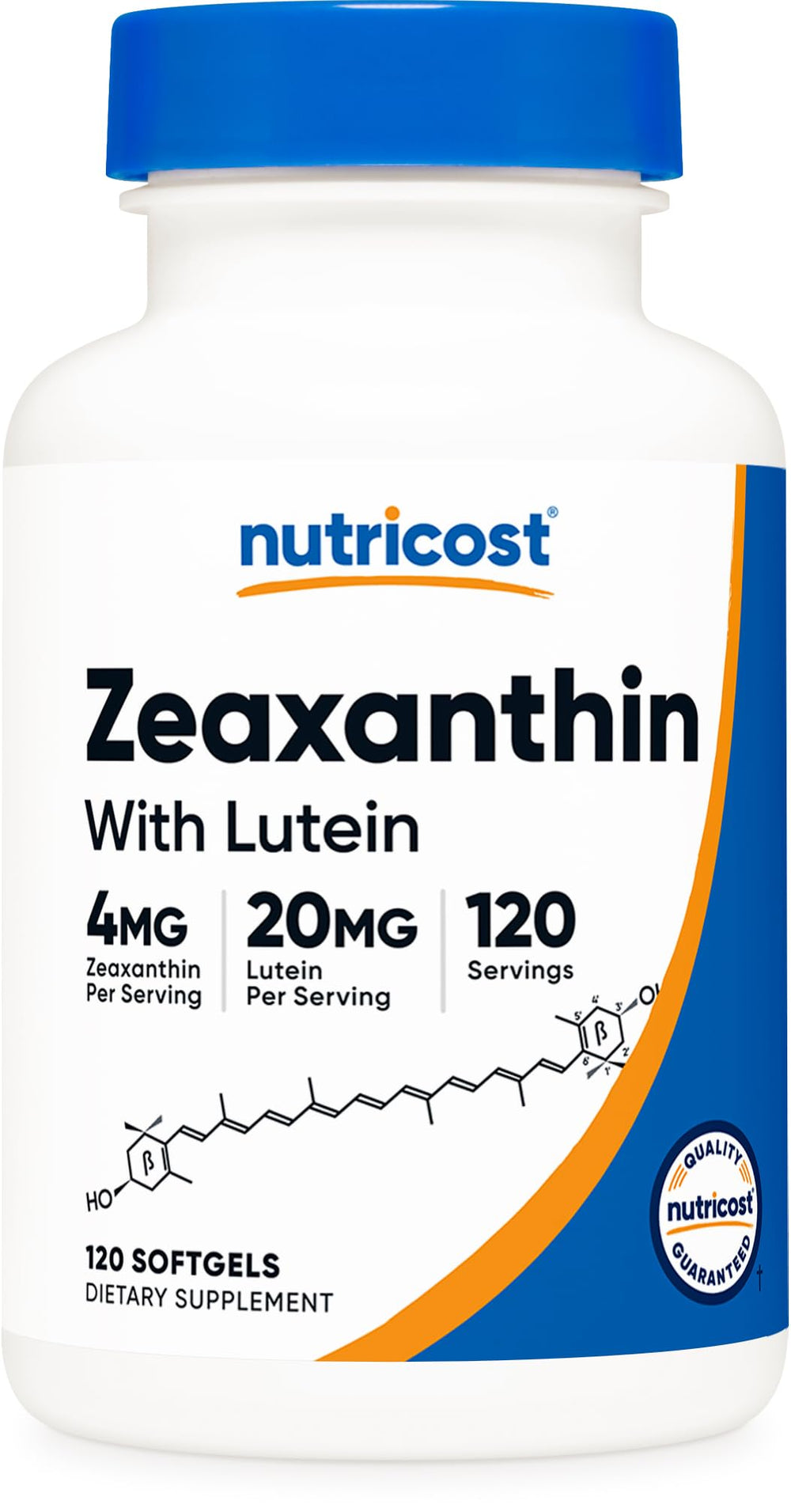 Nutricost Zeaxanthin with Lutein bottle on white background