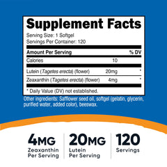 Back label of Nutricost Zeaxanthin with Lutein bottle, pack of 2