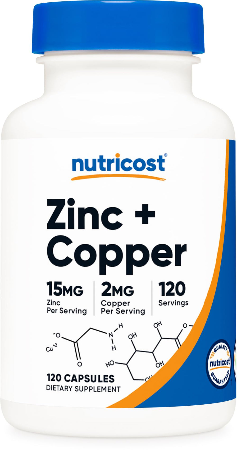Nutricost Zinc + Copper Capsules bottle - 120 capsules