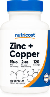 Nutricost Zinc + Copper Capsules bottle - 120 capsules