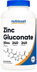 Nutricost Zinc Gluconate 240 vegetarian capsules bottle
