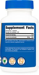Close-up of '50 mg zinc per serving' text on the Nutricost bottle