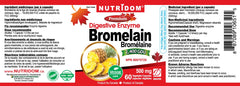 Close-up of Bromelain capsules highlighting 500 mg dosage