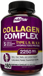 Front view of NutriFlair Multi Collagen 2250mg bottle