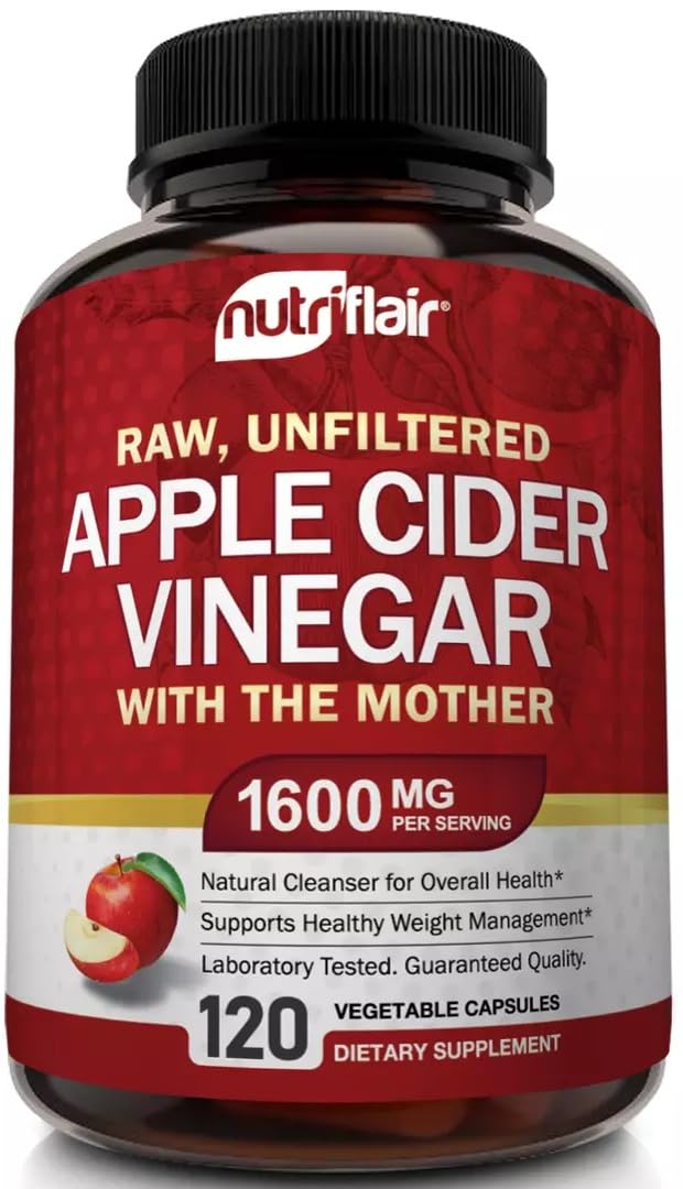 NutriFlair Apple Cider Vinegar capsules bottle with The Mother