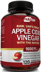 NutriFlair capsules beside apple and vinegar highlighting source