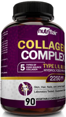 Lifestyle image with NutriFlair bottle highlighting hair, skin, nails benefits
