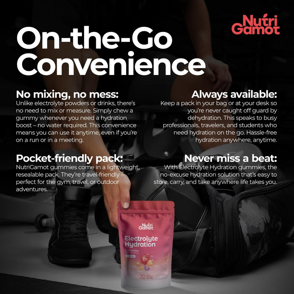 NutriGamot nutrients label close-up shows five essential electrolytes for balance