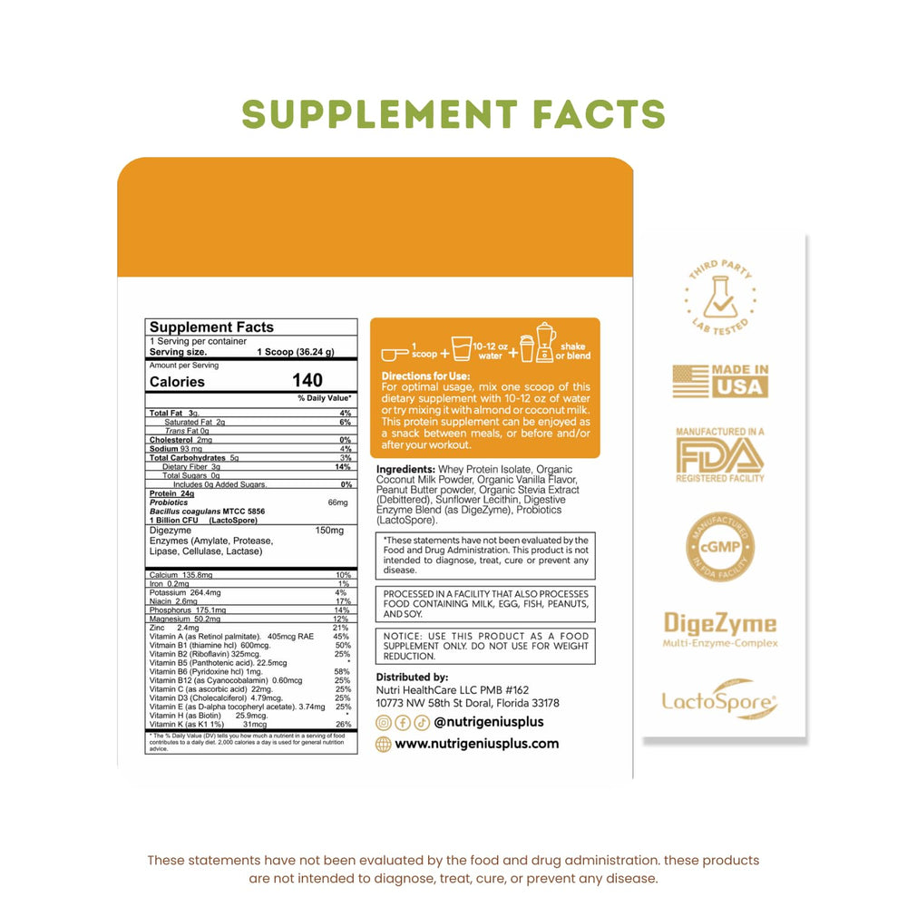 Shake ideas and usage options for Nutrigenius+ protein powder