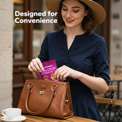 Lifestyle image of a person taking NutriNeat calcium chews daily