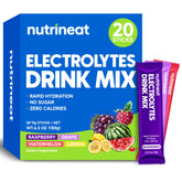NutriNeat electrolytes raspberry packet dissolving in water for on-the-go hydration.