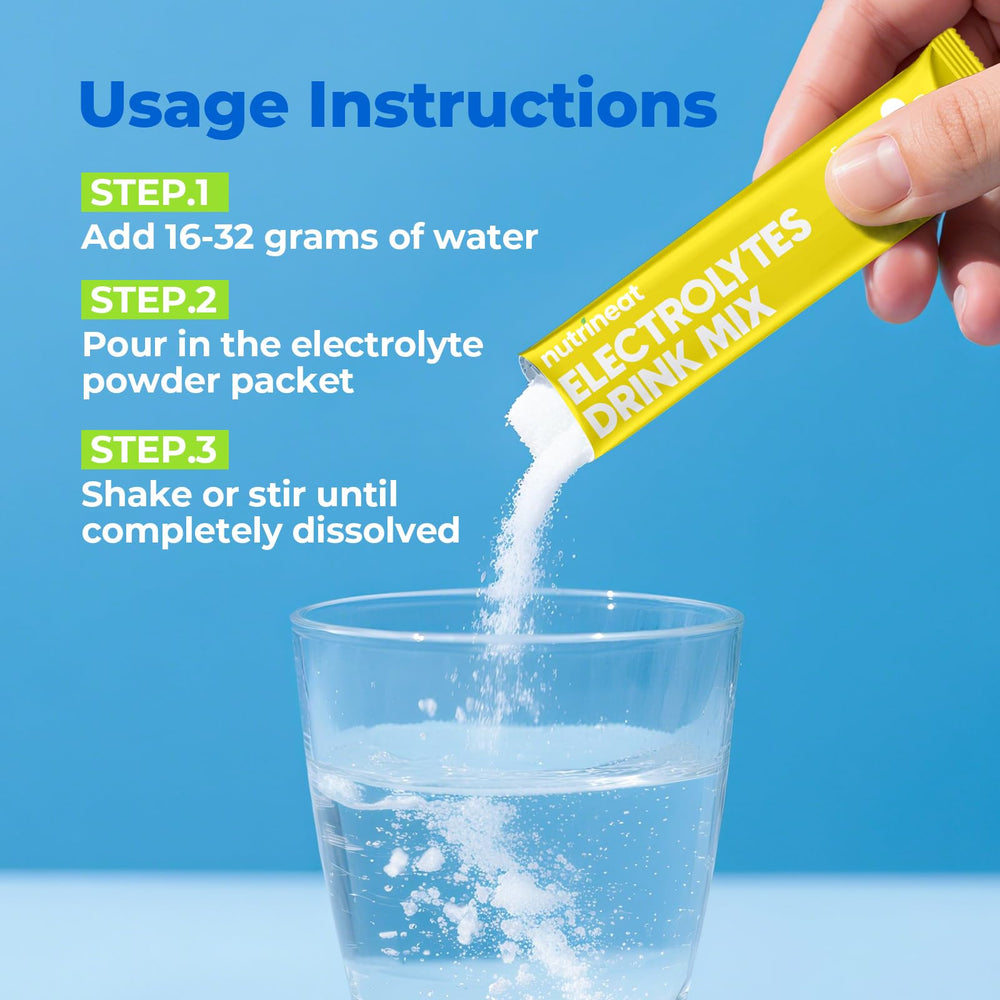 NutriNeat electrolytes travel pack ready in gym bag for easy hydration on the go.