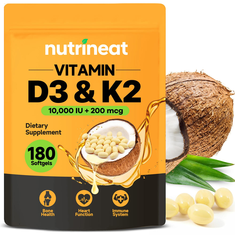 Front view of NutriNeat Vitamin D3 K2 supplement bottle