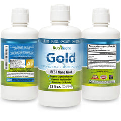 Close-up of Nutrinoche 32 oz colloidal gold bottle