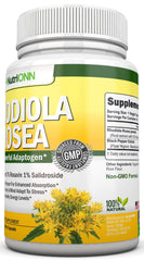 NutriONN Rhodiola Rosea bottle in a gym bag near a water bottle.