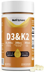 Front view of NutriSphere Vitamin D3 & K2 bottle