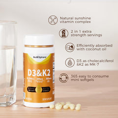 Close-up of NutriSphere D3 & K2 MK-7 softgels
