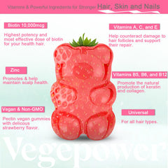 Nutrition facts label for biotin gummies