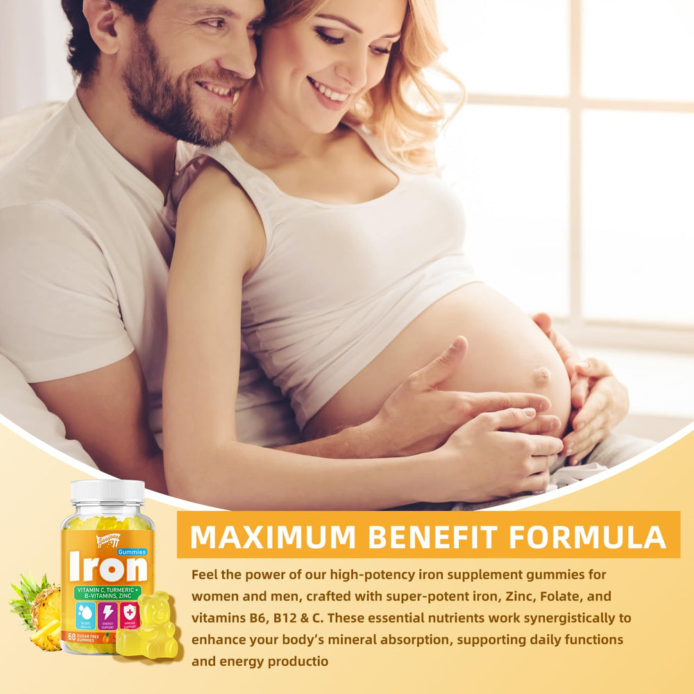 Nutrition facts and ingredients for iron gummies