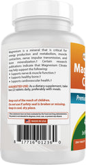 Nutrition facts panel for Best Naturals Magnesium Citrate 400mg