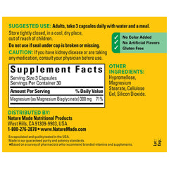 Nutrition facts panel for Magnesium Glycinate 300 mg