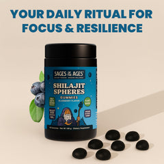 Nutrition and ingredients chart for Himalayan Shilajit Gummies.