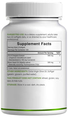 Nutrition facts label back panel of the bottle